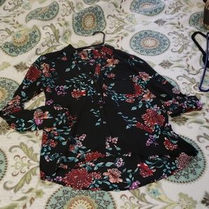 Black floral button up shirt